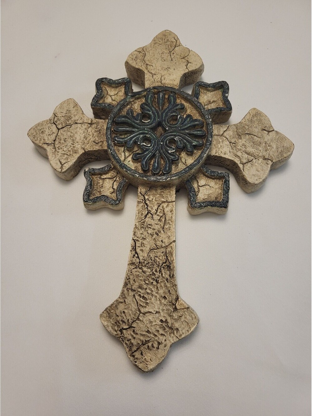 Decorative 10.5x8" Wall Cross with Ornate Center Design